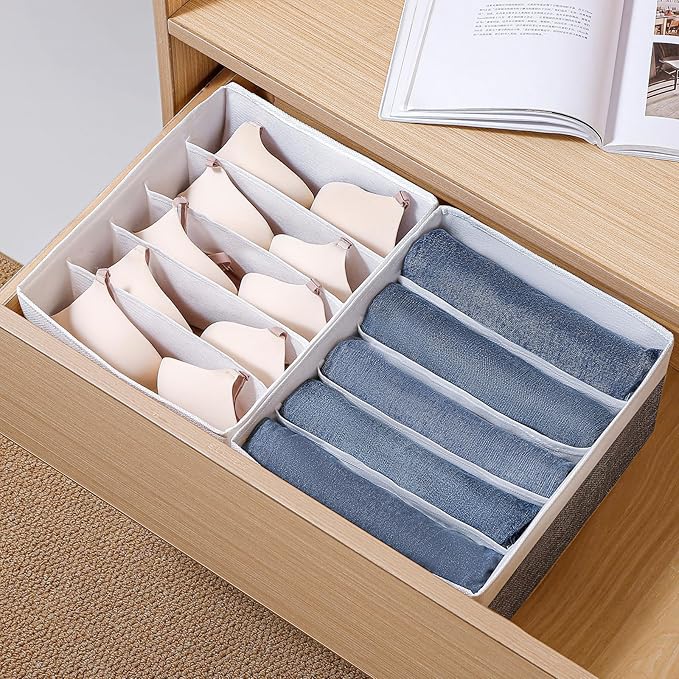 Jeans Drawer Organizers for Clothing,5 Grids Compartment Wardrobe clothes organizer,Fabric Washable Closet Organizers and Sto