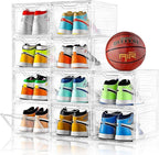 10 Pack Large Shoe Boxes Clear Plastic Stackable,Shoe Storage Organizer with Lids,Shoe Rack for Closet,Shoe Organizer and Sho