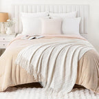 BATTILO HOME Cream Throw Blanket for Couch, Boho Bedroom Decor Throws, Decorative White Throw for Sofa Living Room, 50"x60"
