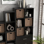 Homes: Inside + Out Apexa 6-Cube Storage Organizer Shelves, Stackable Wood Bookcase Fits Cubby Bins for Organization, Dorm Te
