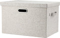Graciadeco Large 17 36 Quart Collapsible Stackable Storage Bins with Lids, 1 Pack Beige Foldable Fabric Closet Storage Boxes 