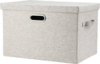 Graciadeco Large 17 36 Quart Collapsible Stackable Storage Bins with Lids, 1 Pack Beige Foldable Fabric Closet Storage Boxes 
