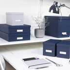 Bigso Oskar Fiberboard Label Frame Document Letter Box - File Organizer Box for Important Paperwork - Document Storage with a
