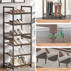 6 Tier Shoe Rack, Stackable Shoe Storage with Mesh Shelves, Holds 12-15 Pairs, Metal Shoe Organizer for Entryway Closet Garag