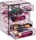 Sorbus Acrylic Makeup Organizer Set, 7-Drawer Vanity & Countertop Cosmetic Storage with Small & Wide Drawers, Purple Makeup S