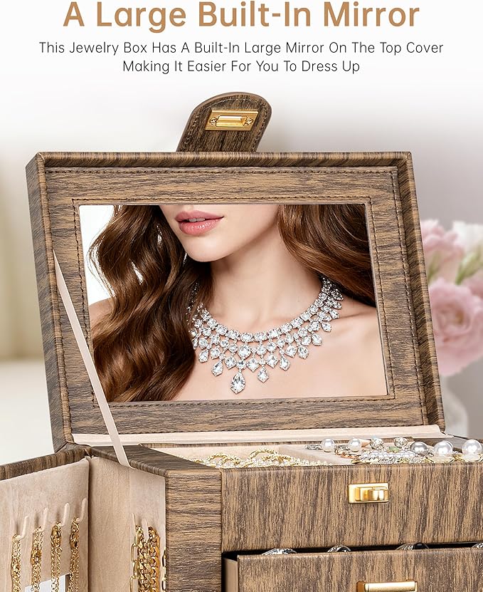 AKOZLIN 360° Rotating Jewelry Box 6-Tier Organizer Functional Jewelry Storage Case for Women Girls Ring Necklace Earring Brac