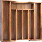 Bellsal Acacia Silverware Organizer Kitchen Drawer Organizer Expandable Bamboo Utensil Holder Cutlery Tray for Kitchen Utensi