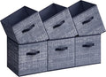SONGMICS Storage Cubes, 11.8-Inch Non-Woven Fabric Bins with Double Handles, Set of 6, Closet Organizers for Shelves, Foldabl