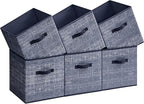 SONGMICS Storage Cubes, 11.8-Inch Non-Woven Fabric Bins with Double Handles, Set of 6, Closet Organizers for Shelves, Foldabl