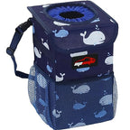 EPAuto Waterproof Car Trash Can with Lid and Storage Pockets, 1.8 Gallon, Blue