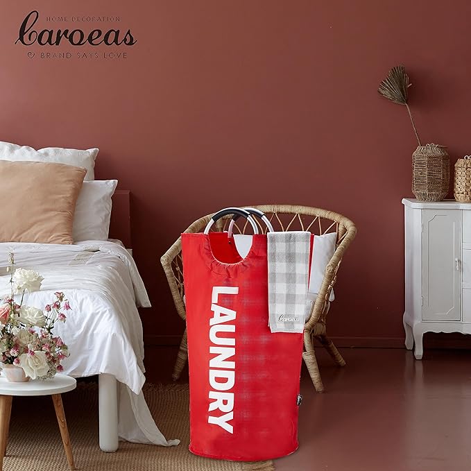 Caroeas 125L Laundry Basket,Large Laundry Hamper, Laundry Bag with Padded Handles, Clothes Hamper Stands Up Well, Collapsible