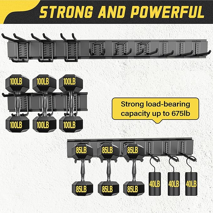 klasit Garage Wall Organizer,15Pack Carries 675 lbs,Garden Tool Organizer 48in With Large Storage Space,Easy Assembly, Sturdy