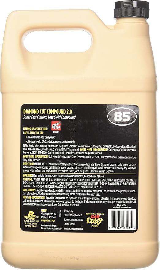 Meguiar's M8501 Mirror Glaze Diamond Cut Compound 2.0-1 Gallon Container