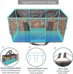 Joyfol Day Extra Large Utility Tote Bag, Reusable Grocery Bags Foldable,Upgraded Metal Frame, With Sturdy Handles Reinforced Bottom Heavy Duty Oxford Fabric Moving Shopping Bags, Leopard Brown
