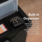 IRIS USA File Box with Lid File Organizer for Letter File w/Organizer-Lid, Water Resistant Document Box, Plastic Mobile Filin