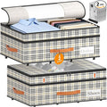 2-Pack Under Bed Storage with Wheels and 6 Vacuum Seal Bags, Adjustable Height 7.9"-10.2",Heavy Duty Capacity, Clear Lid Orga