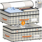 2-Pack Under Bed Storage with Wheels and 6 Vacuum Seal Bags, Adjustable Height 7.9"-10.2",Heavy Duty Capacity, Clear Lid Orga