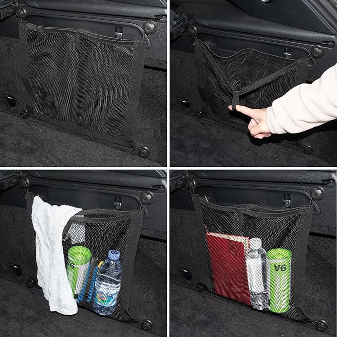 2 Pack Small Cargo Net Pocket Storage Mesh Netting Organizer with 8 PCS Mounting Screws for Car RV SUV Camper Boat 15.7 x