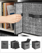 SONGMICS Storage Cubes, 11-Inch Non-Woven Fabric Bins with Double Handles, Set of 6, Closet Organizers for Shelves, Foldable,