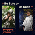PREPARED4X Emergency Mylar Poncho – Survival Rain Poncho with Hood – Lightweight, Compact, Reusable Emergency Blanket Poncho 