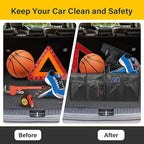 YSSOA Trunk Organizer for Car/SUV/Truck, Collapsible 2 Compartment Automotive Storage Box, 600D Waterproof Oxford Polyester