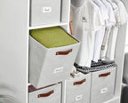 DECOMOMO Storage Baskets, 13x15x13 Storage Cube Bins with Labels for Organizing Shelves (Kallax / 4pcs, Light Grey)