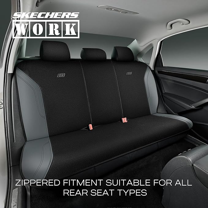 Skechers Car Seat Covers, Work Leather Seat Covers 5-Times Stronger Built-in Webbing, Oxford Fabric Seat Cover Full Sets, Air
