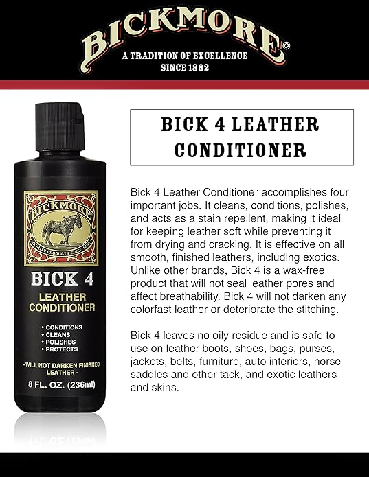 Leather Boot Care Kit - Bick 1 Cleaner, Bick 4 Conditioner, Gard-More Water Repellent Spray & Cloth - Made in USA - Shoe Care