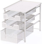 Simple Houseware 3 Tier White Alloy Steel Sliding Basket Organizer Drawer Cabinet