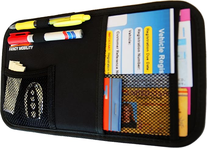 Car Sun Visor Organizer - Auto Accessories Document Holder - Car, Truck, SUV Registration & Insurance Storage Pouch - Road Trip Essential Gift for Any Driver - Comes With a Unique eBook