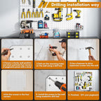 Peg Board, 68PCS Heavy Duty Metal Pegboard with Hooks, 4 Pack White Peg Board Panels, 50lbs Load Capacity Each, Pegboard Wall