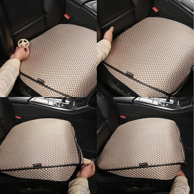Auto Newer Breathable Universal Four Seasons Car Seat Covers, Luxury Car Seat Cushion，Protectors for Front Seat Bottoms,Compa