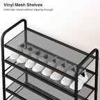 STO STO 5-Tier Shoe Rack with Sturdy Mesh Shelves, Heavy Duty Metal Shoe Organizer for Entryway, Closet, Garage, Front Door, 