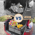 YSSOA Trunk Organizer for Car/SUV/Truck, Collapsible 2 Compartment Automotive Storage Box, 600D Waterproof Oxford Polyester