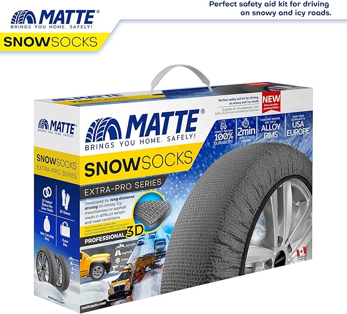 Auto Snow Socks for Tires, Emergency Snow Traction for Vehicles Safe Travel on Ice, Frost, Snow, Extra Durable Snow Chains Eq