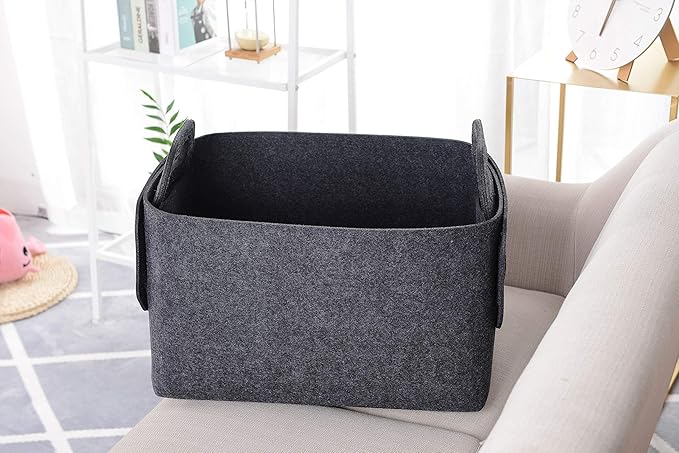 Storage Basket Felt Storage Bin Collapsible& Convenient Box Organizer with Carry Handles for Office Bedroom Closet Babies Nur