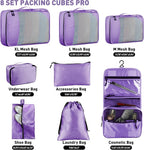 Toncoke 8-Piece Packing Cubes for Travel, Mesh Luggage Organizers with Shoe Bag, Toiletry Bag, Laundry Pouches, 4 Sizes (XL/L