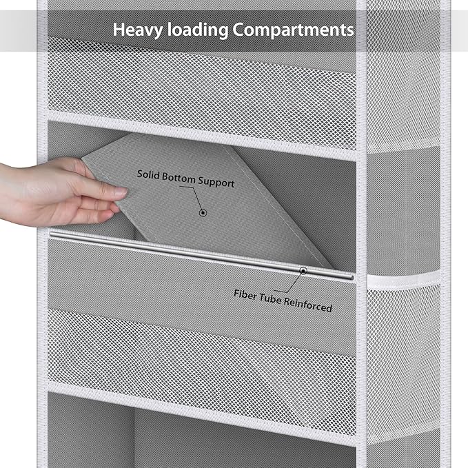 Univivi Door Hanging Organizer Nursery Closet Cabinet Baby Storage with 6 Large Compartments and 8 Side Pockets for Cosmetics
