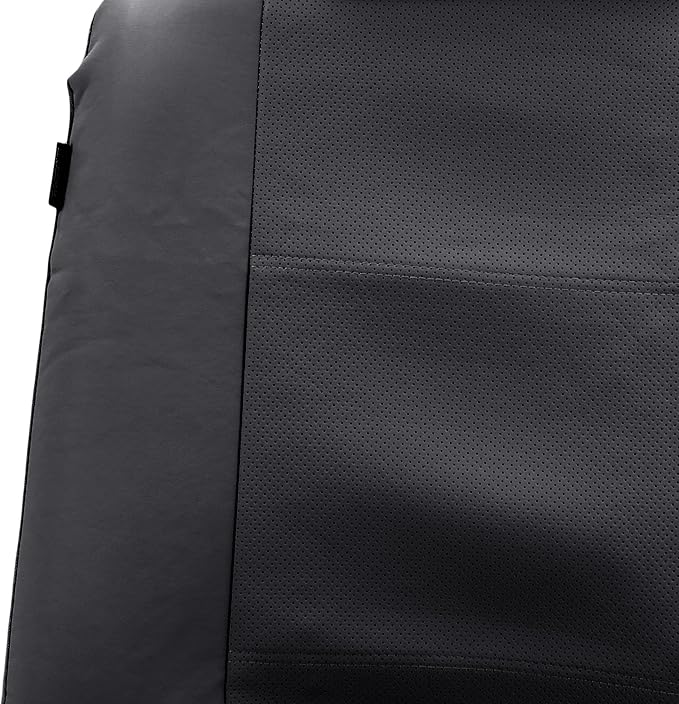 FH Group Car Seat Cover Black Full Set Deluxe Leatherette Protector Interior Accessories Universal Fit Full Set - Airbag Comp
