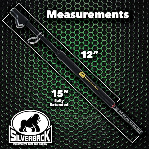 Silverback Automotive Professional Dual Foot Truck Tire Pressure Gauge, Midnight Black Powder Coat Textured Finish. Black Metal Bar Stick Gauge Range 10-150 PSI in 2 PSI Increments