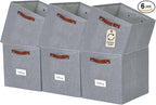 DECOMOMO Storage Cubes, 13x13x13 Storage Cube Bins with Labels, Fabric Organizer Bins (13" / 6pcs, Texture Grey)