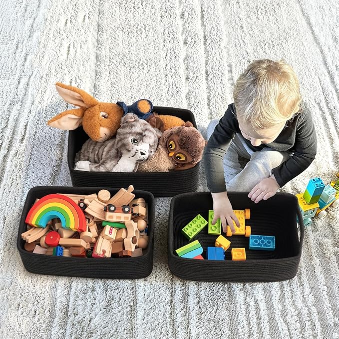 Goodpick Storage Baskets, Rope Shelf Basket Small Baskets for Gifts Empty Storage Baskets for Organizing Toy Baskets Storage 