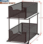 Simple Houseware 2 Tier Sliding Cabinet Basket Organizer Drawer, Bronze