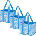 VENO 3 Pack Reusable Grocery Bags, Shopping Bags for Groceries, Tote with Handles and Hard Bottom, Foldable Shopping Cart Organizer, Water Resistant, Heavy-Duty (Spring Breeze, 6 Gallon)