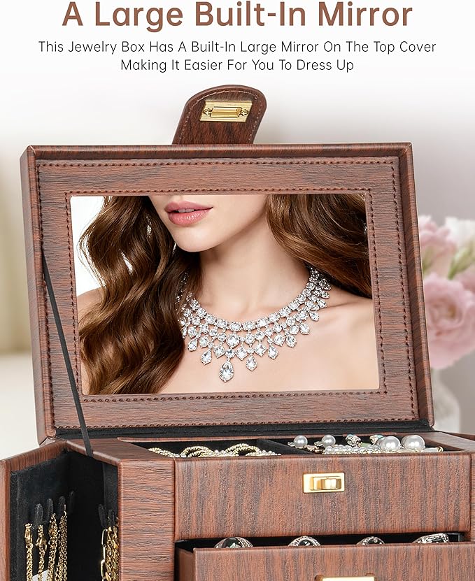 AKOZLIN 360° Rotating Jewelry Box 6-Tier Organizer Functional Jewelry Storage Case for Women Girls Ring Necklace Earring Brac