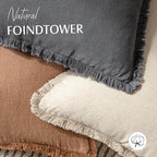 Foindtower Set of 2 Decorative Linen Fringe Throw Pillow Covers Cozy Boho Farmhouse Cushion Cover with Tassels Soft Accent Pi
