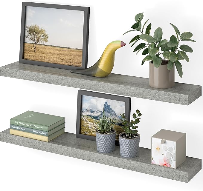 Ballucci Floating Shelves, 36" Wood Wall Shelf Set of 2, with Invisible Brackets for Bathroom, Living Room, Bedroom, Kitchen,