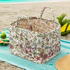 Boho Fabric Storage Basket, Large Capacity Laundry Basket, 12.2'' x 10.23'' x 10.23'' Collapsible Laundry Hamper with Easy Ca