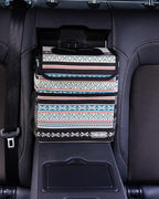 Car Garbage Can Cute - Leak-Proof Car Trash Can with Lid and Storage Pockets, Car Trash Bin for Men and Women, Boho Aztec Essentials: Must-Have Car Interior Accessories (Beige Aztec Motif)