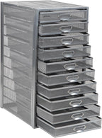 Mind Reader 10-Drawer Desk Organizer for Office Supplies, Crafts, Mail Sorting & More, Metal Mesh, 10.75"L x 14"W x 21.25"H, 